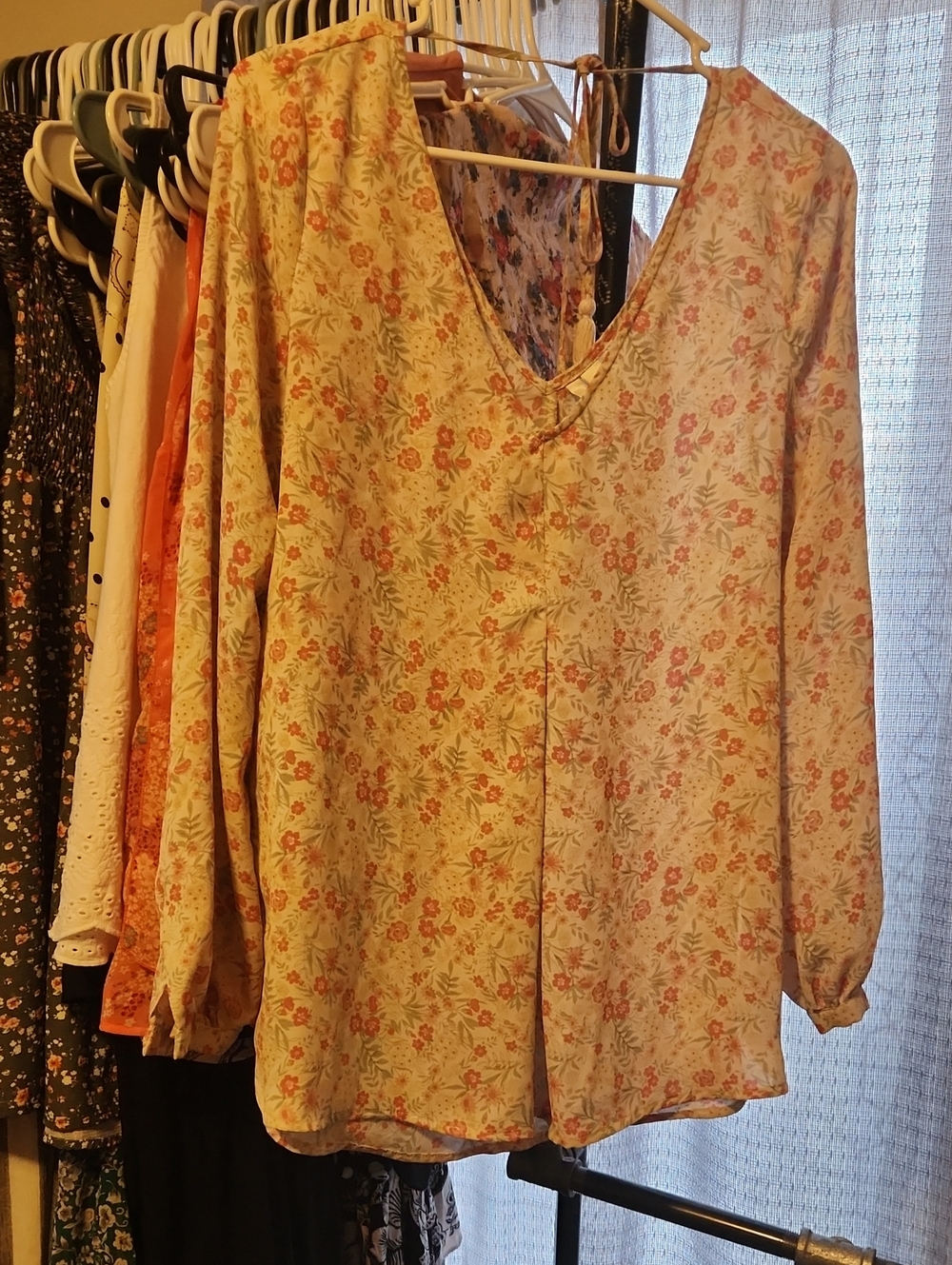 LC Lauren Conrad Cream Tunic with Coral Floral Print